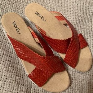 Red leather sandal